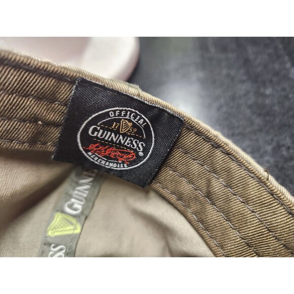 Guinness Khaki Embroidered Shamrock Cap Dublin Ireland Adjustable Strapback Hat - Picture 9 of 10